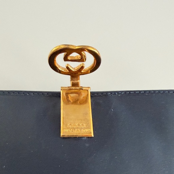 Gucci Black Gray Blue Gold Vintage Women's Wallet - Made in Italy - Picture 15 of 16